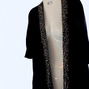 Express Black Short Sleeve Cardigan with Beaded Detail M